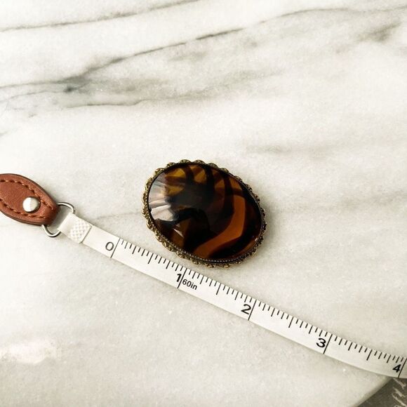 Original by Robert Tiger Glass Brooch Oval Pendant Retro Cottagecore Grannycore - Picture 4 of 4